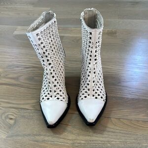 Women's White Mesh Ankle Boots